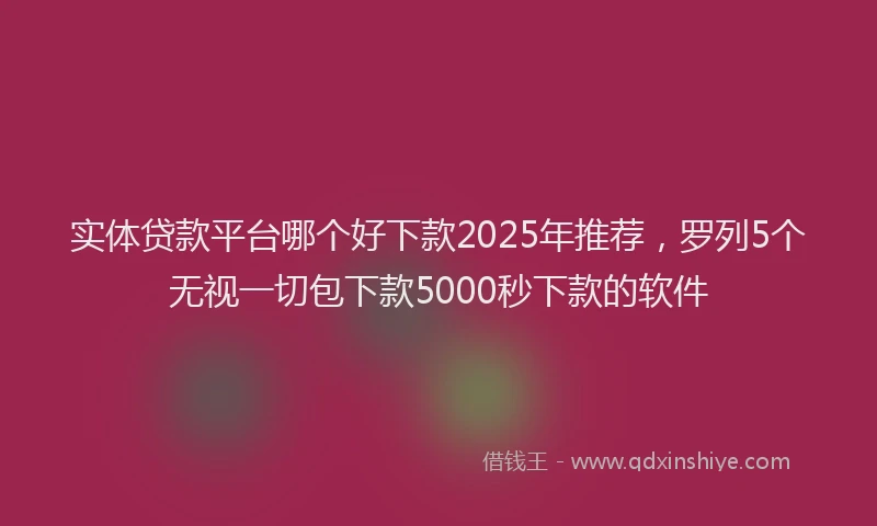 实体贷款平台哪个好下款2025年推荐，罗列5个无视一切包下款5000秒下款的软件