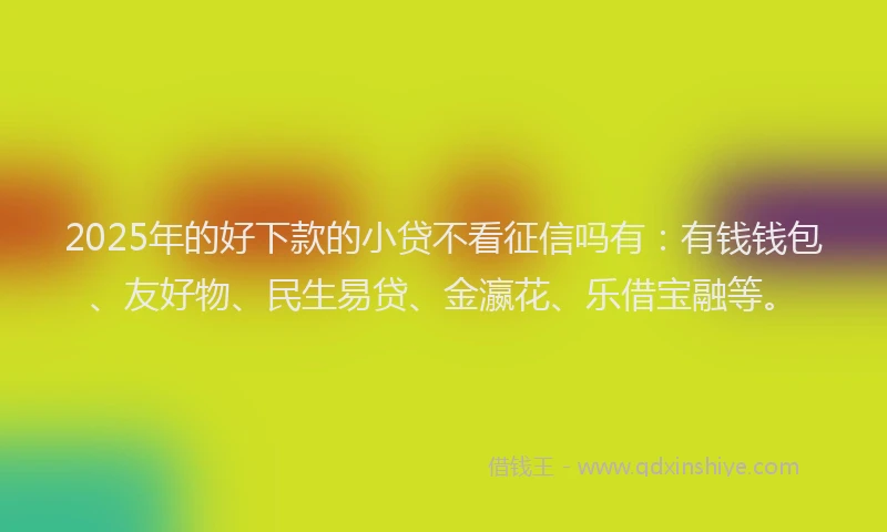 2025年的好下款的小贷不看征信吗有：有钱钱包、友好物、民生易贷、金瀛花、乐借宝融等。