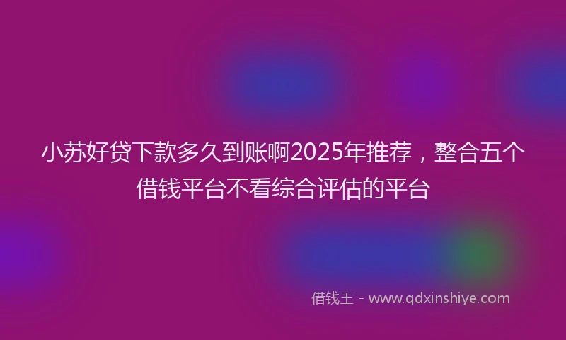 小苏好贷下款多久到账啊2025年推荐，整合五个借钱平台不看综合评估的平台