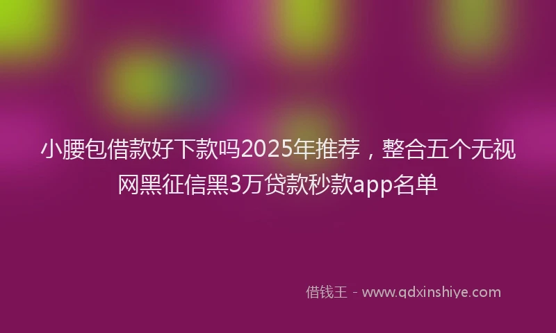 小腰包借款好下款吗2025年推荐，整合五个无视网黑征信黑3万贷款秒款app名单