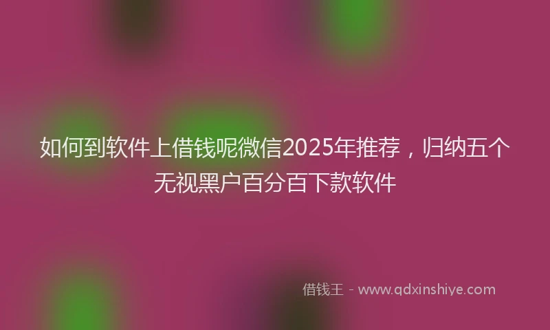如何到软件上借钱呢微信2025年推荐，归纳五个无视黑户百分百下款软件