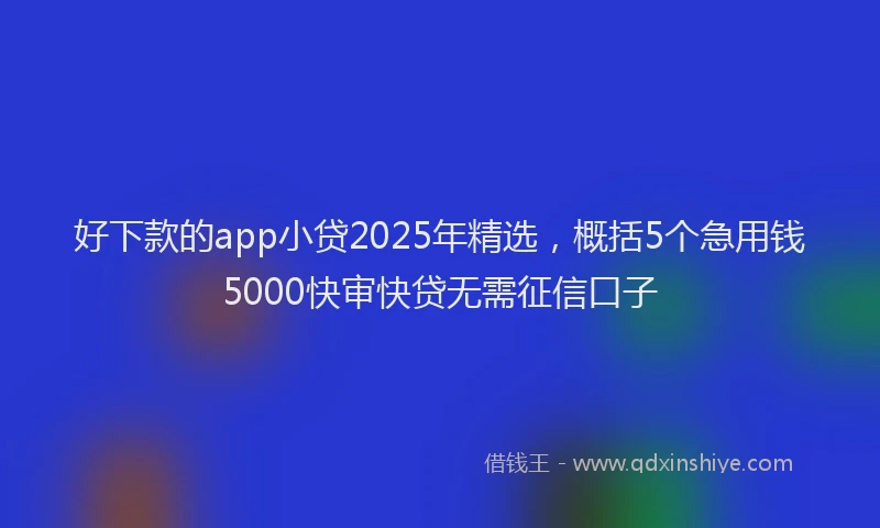 好下款的app小贷2025年精选，概括5个急用钱5000快审快贷无需征信口子