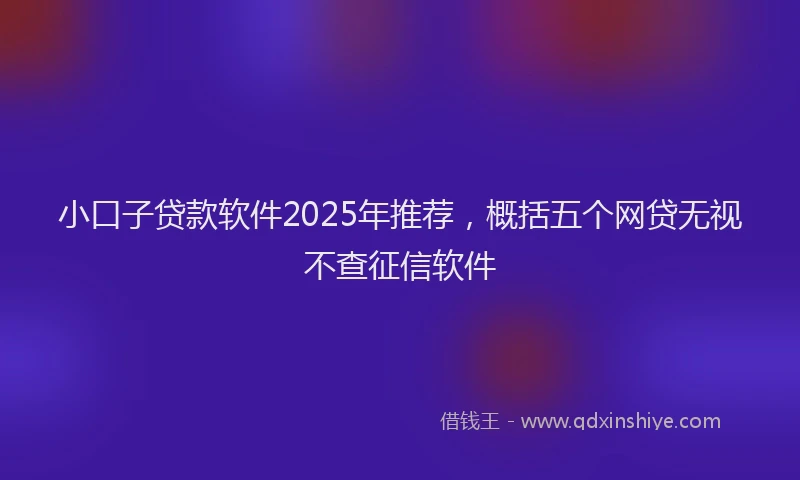 小口子贷款软件2025年推荐，概括五个网贷无视不查征信软件
