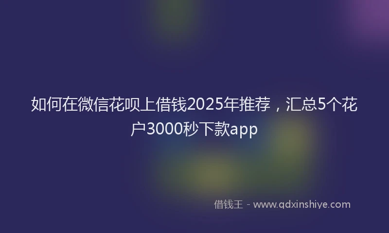 如何在微信花呗上借钱2025年推荐，汇总5个花户3000秒下款app
