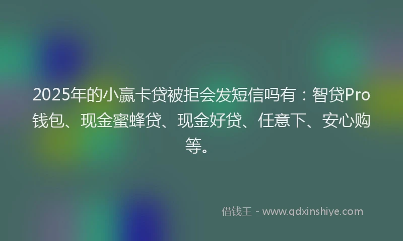2025年的小赢卡贷被拒会发短信吗有：智贷Pro钱包、现金蜜蜂贷、现金好贷、任意下、安心购等。