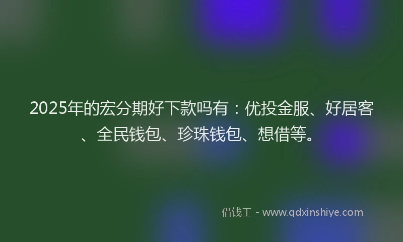 2025年的宏分期好下款吗有：优投金服、好居客、全民钱包、珍珠钱包、想借等。