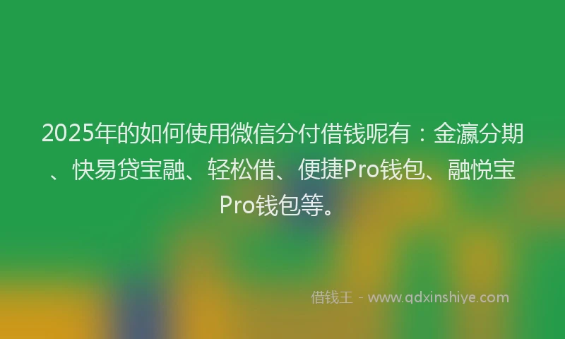 2025年的如何使用微信分付借钱呢有：金瀛分期、快易贷宝融、轻松借、便捷Pro钱包、融悦宝Pro钱包等。
