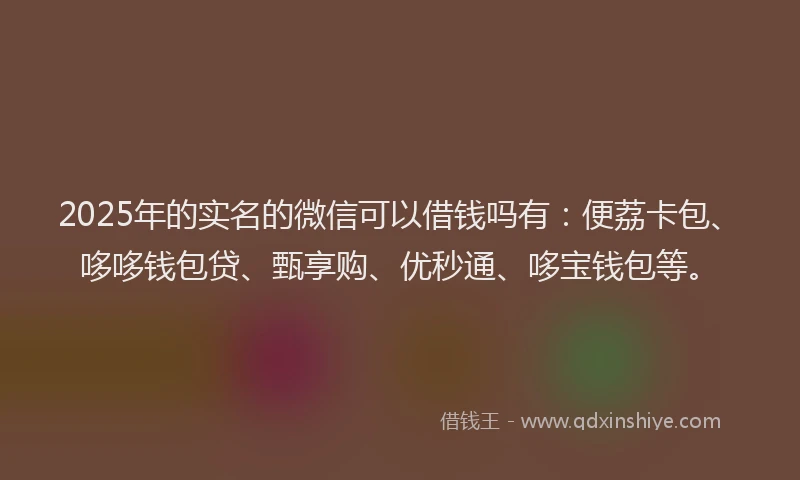 2025年的实名的微信可以借钱吗有：便荔卡包、哆哆钱包贷、甄享购、优秒通、哆宝钱包等。