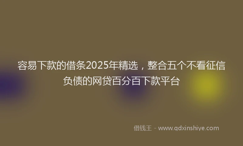 容易下款的借条2025年精选，整合五个不看征信负债的网贷百分百下款平台