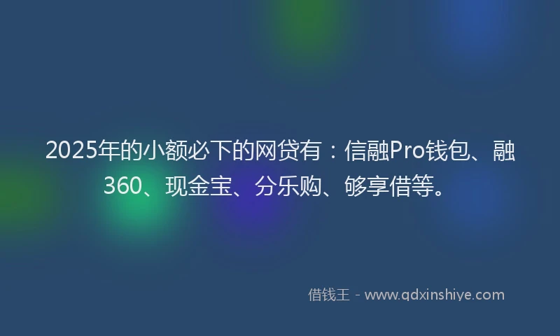 2025年的小额必下的网贷有：信融Pro钱包、融360、现金宝、分乐购、够享借等。