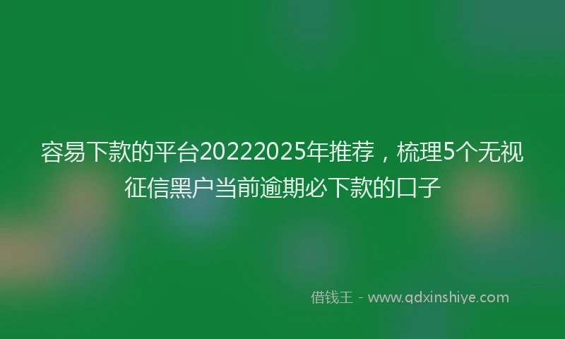 容易下款的平台20222025年推荐，梳理5个无视征信黑户当前逾期必下款的口子