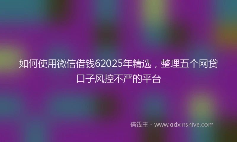 如何使用微信借钱62025年精选，整理五个网贷口子风控不严的平台