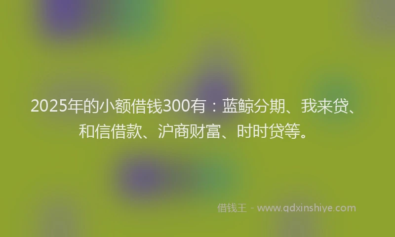 2025年的小额借钱300有：蓝鲸分期、我来贷、和信借款、沪商财富、时时贷等。