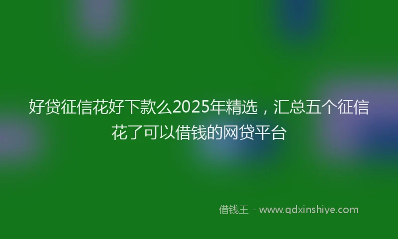 好贷征信花好下款么2025年精选，汇总五个征信花了可以借钱的网贷平台