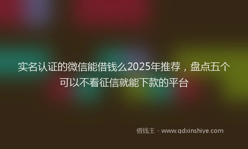 实名认证的微信能借钱么2025年推荐，盘点五个可以不看征信就能下款的平台