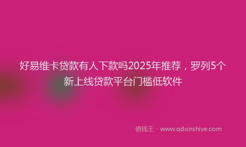 好易维卡贷款有人下款吗2025年推荐，罗列5个新上线贷款平台门槛低软件