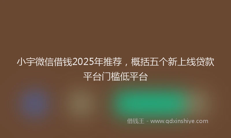 小宇微信借钱2025年推荐，概括五个新上线贷款平台门槛低平台