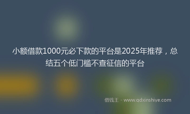 小额借款1000元必下款的平台是2025年推荐，总结五个低门槛不查征信的平台