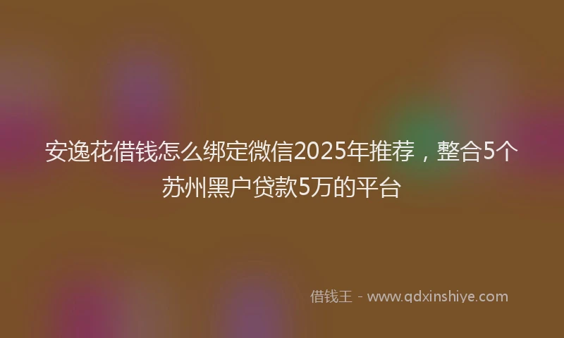 安逸花借钱怎么绑定微信2025年推荐，整合5个苏州黑户贷款5万的平台