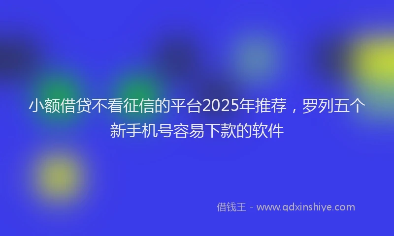 小额借贷不看征信的平台2025年推荐，罗列五个新手机号容易下款的软件