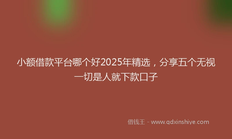 小额借款平台哪个好2025年精选，分享五个无视一切是人就下款口子