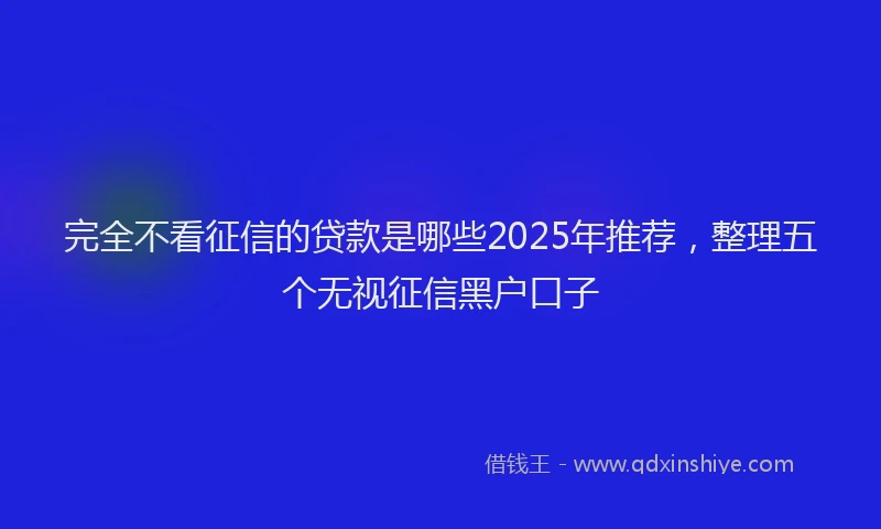 完全不看征信的贷款是哪些2025年推荐，整理五个无视征信黑户口子