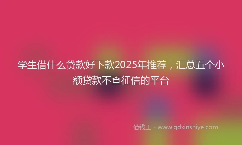 学生借什么贷款好下款2025年推荐，汇总五个小额贷款不查征信的平台