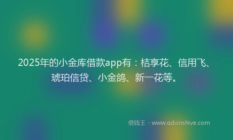 2025年的小金库借款app有：桔享花、信用飞、琥珀信贷、小金鸽、新一花等。