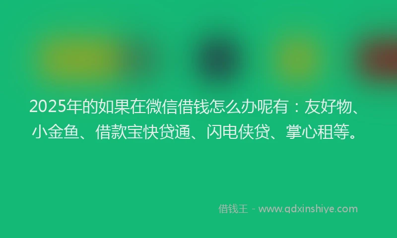 2025年的如果在微信借钱怎么办呢有：友好物、小金鱼、借款宝快贷通、闪电侠贷、掌心租等。
