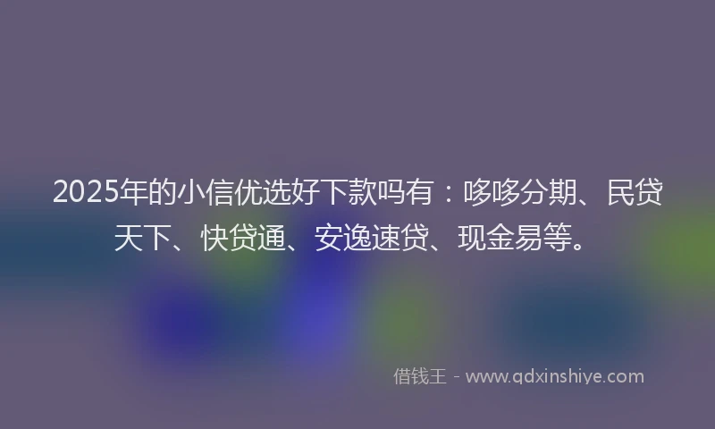 2025年的小信优选好下款吗有：哆哆分期、民贷天下、快贷通、安逸速贷、现金易等。