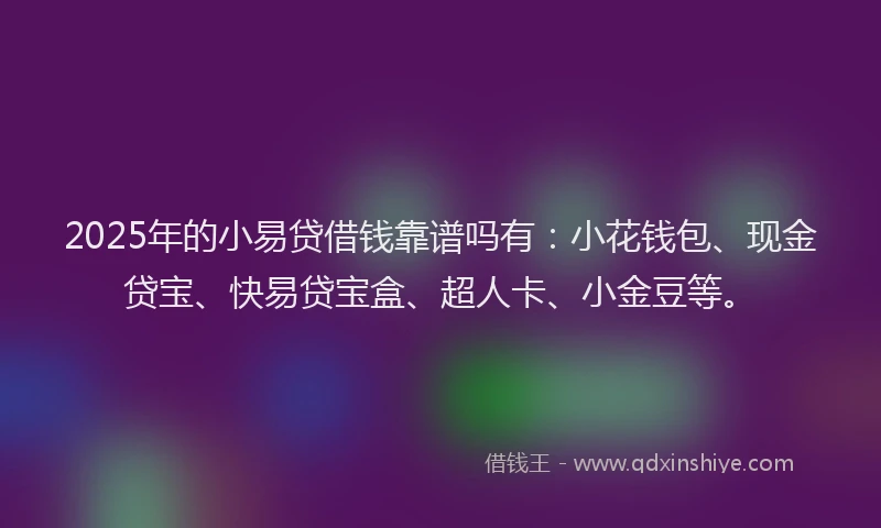 2025年的小易贷借钱靠谱吗有：小花钱包、现金贷宝、快易贷宝盒、超人卡、小金豆等。
