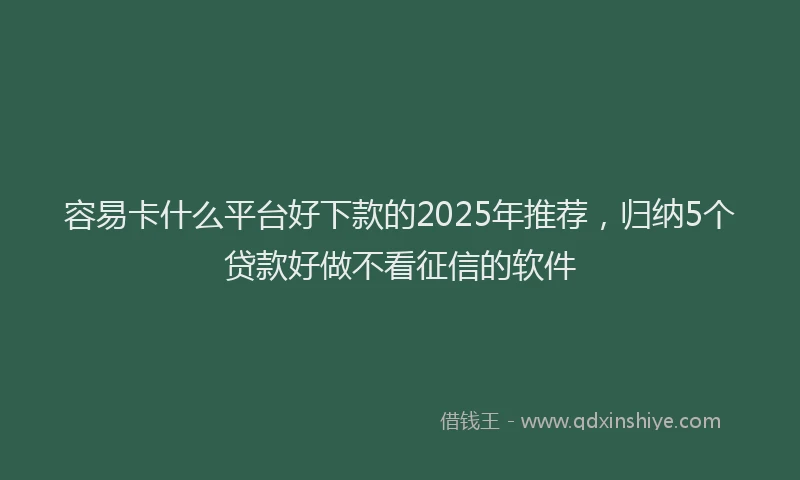 容易卡什么平台好下款的2025年推荐，归纳5个贷款好做不看征信的软件