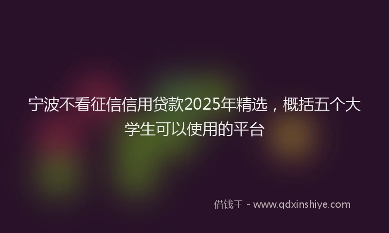 宁波不看征信信用贷款2025年精选，概括五个大学生可以使用的平台