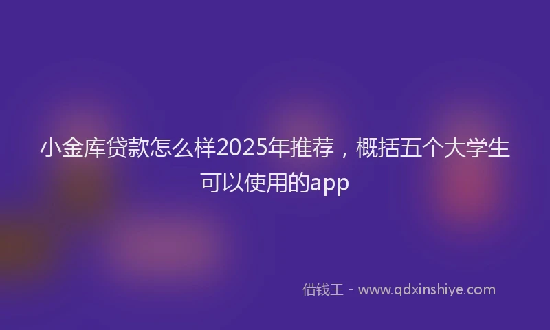 小金库贷款怎么样2025年推荐，概括五个大学生可以使用的app