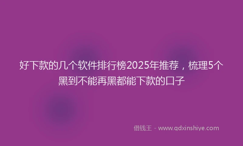 好下款的几个软件排行榜2025年推荐，梳理5个黑到不能再黑都能下款的口子