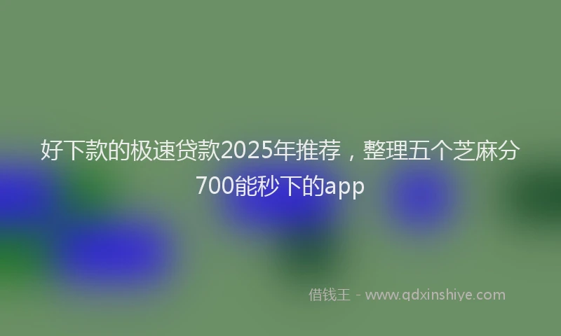 好下款的极速贷款2025年推荐，整理五个芝麻分700能秒下的app