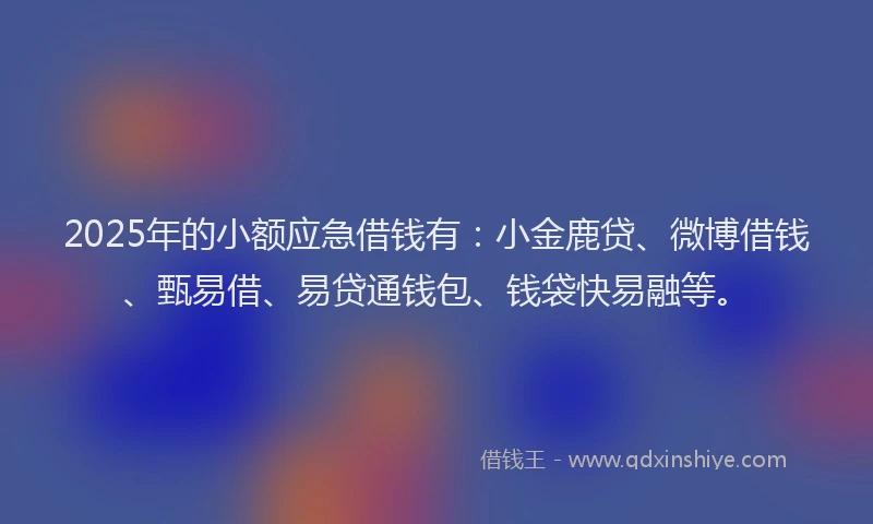2025年的小额应急借钱有：小金鹿贷、微博借钱、甄易借、易贷通钱包、钱袋快易融等。