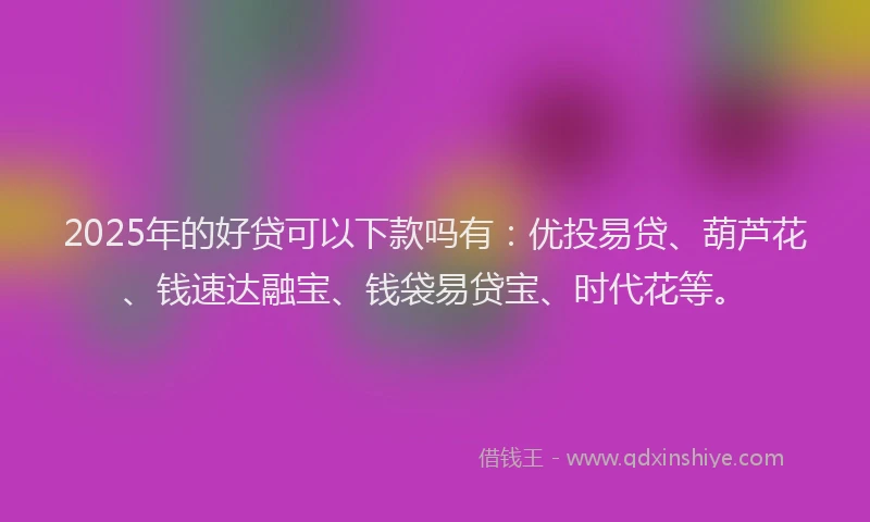 2025年的好贷可以下款吗有：优投易贷、葫芦花、钱速达融宝、钱袋易贷宝、时代花等。