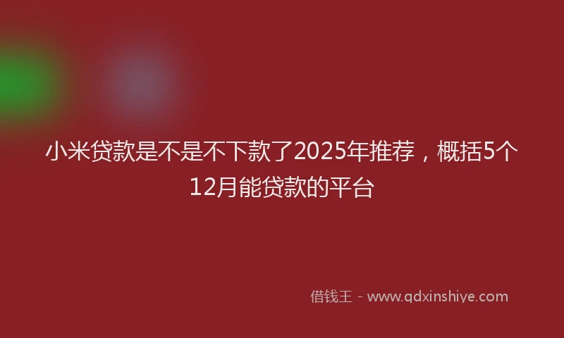 小米贷款是不是不下款了2025年推荐，概括5个12月能贷款的平台