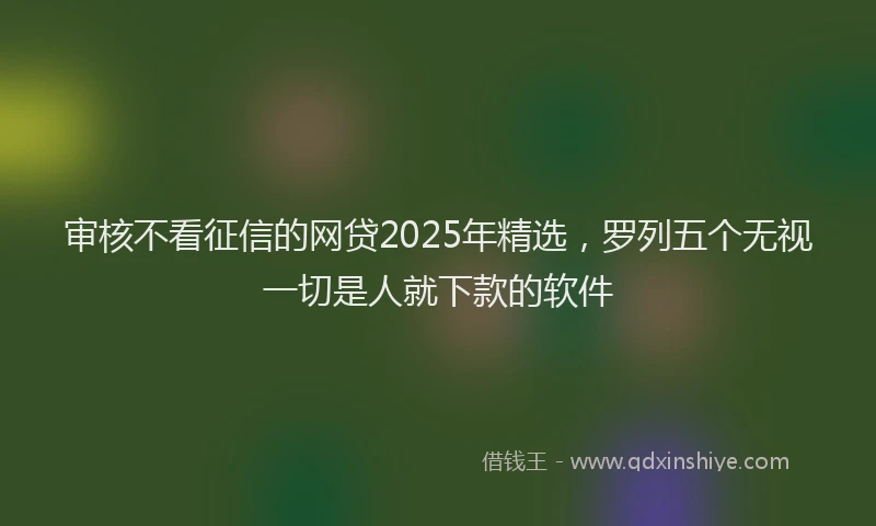 审核不看征信的网贷2025年精选，罗列五个无视一切是人就下款的软件