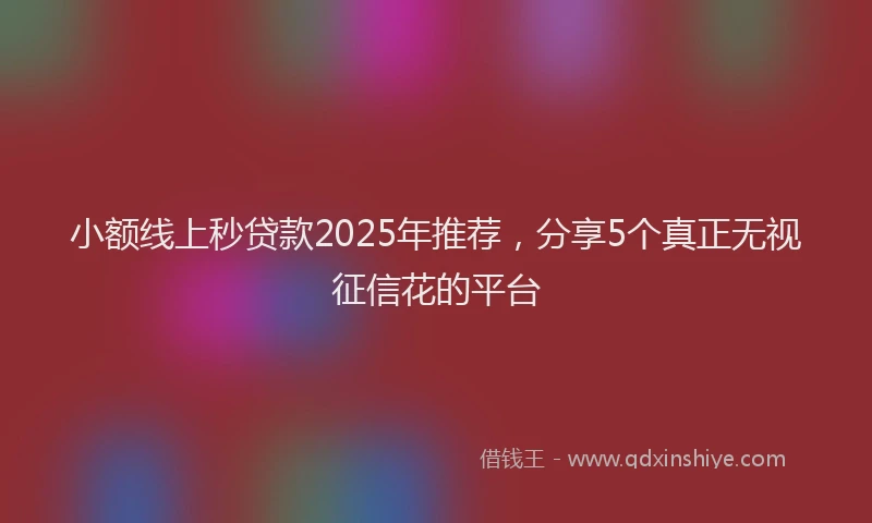 小额线上秒贷款2025年推荐，分享5个真正无视征信花的平台