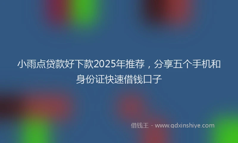 小雨点贷款好下款2025年推荐，分享五个手机和身份证快速借钱口子