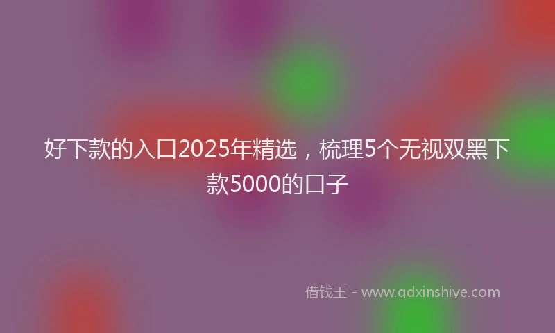 好下款的入口2025年精选，梳理5个无视双黑下款5000的口子