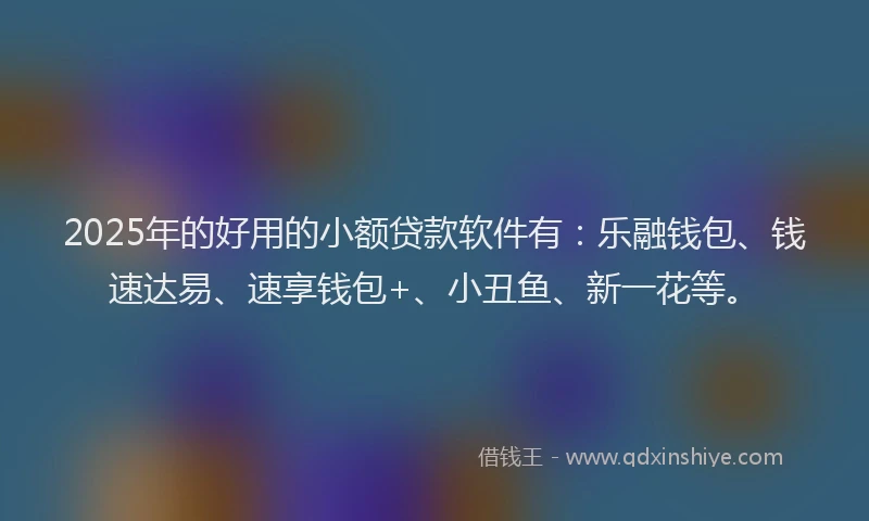 2025年的好用的小额贷款软件有：乐融钱包、钱速达易、速享钱包+、小丑鱼、新一花等。