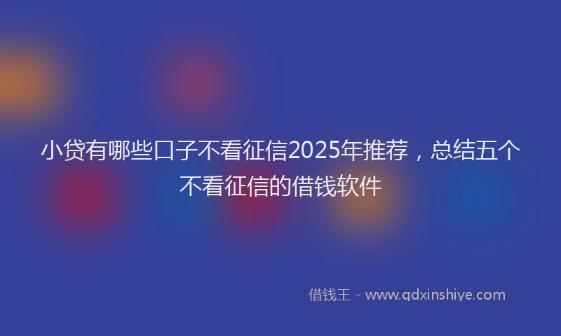 小贷有哪些口子不看征信2025年推荐，总结五个不看征信的借钱软件