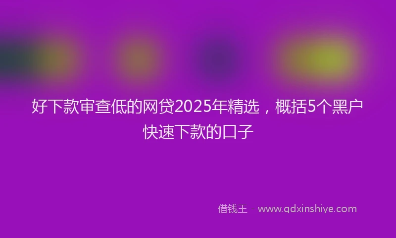 好下款审查低的网贷2025年精选，概括5个黑户快速下款的口子