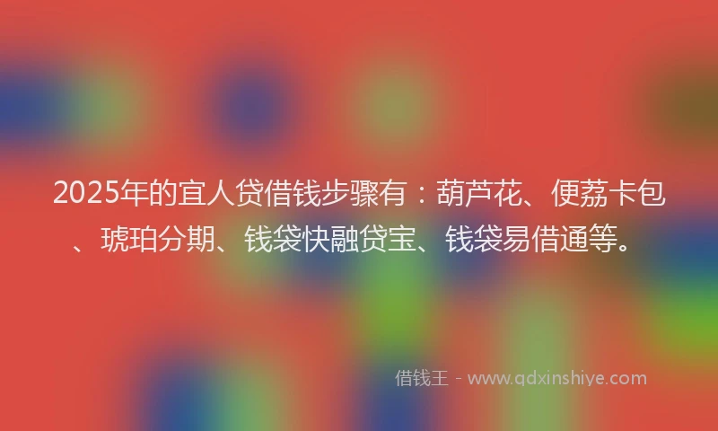 2025年的宜人贷借钱步骤有：葫芦花、便荔卡包、琥珀分期、钱袋快融贷宝、钱袋易借通等。