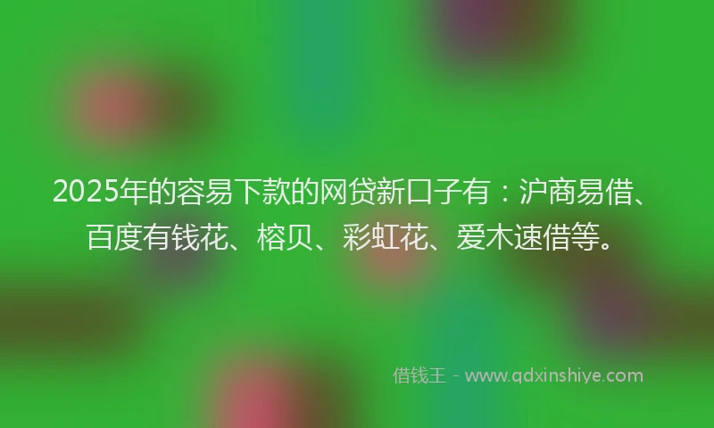2025年的容易下款的网贷新口子有：沪商易借、百度有钱花、榕贝、彩虹花、爱木速借等。