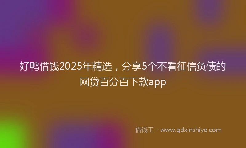 好鸭借钱2025年精选，分享5个不看征信负债的网贷百分百下款app