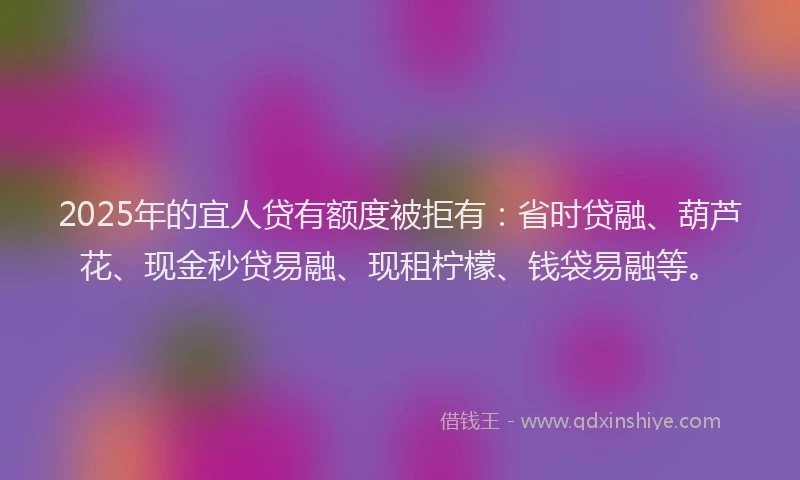 2025年的宜人贷有额度被拒有：省时贷融、葫芦花、现金秒贷易融、现租柠檬、钱袋易融等。